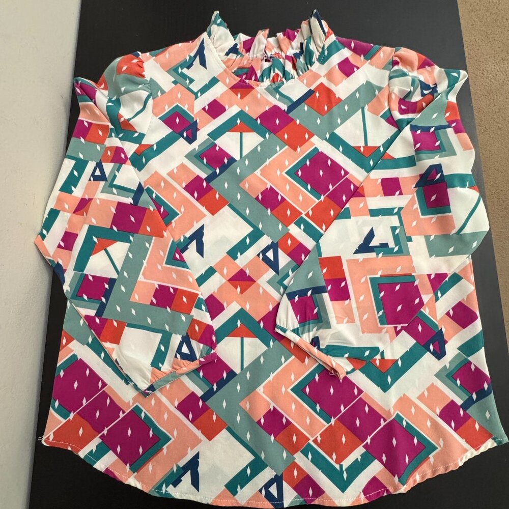 Michelle McDowell - Geometric Long Sleeve Shirt - Size Small